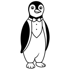 Penguin standing upright with a classic tuxedo-like appearance vector