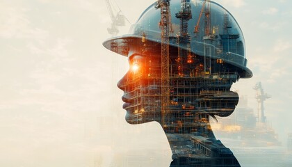 Future building construction project with engineers and architects using modern technology design