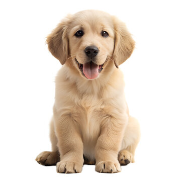 Golden Retriever Puppy with Playful Expression - Isolated on White
