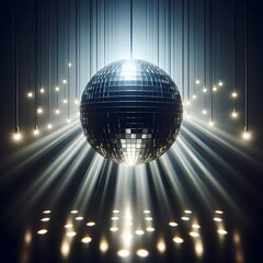 A ball with lights and rays. Blue background. Vector illustration generated by AI
