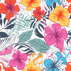 A colorful flower pattern with a tropical vibe