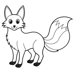 Fox in a playful pose with bushy tail and sharp pointed ears vector