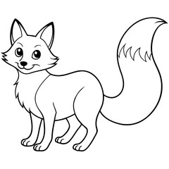 Fox in a playful pose with bushy tail and sharp pointed ears vector