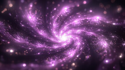 Obraz premium A stunning cosmic spiral in vibrant purple, filled with luminous stars and shimmering particles, evoking a sense of wonder and mystery.