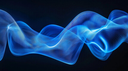 Dynamic blue wave patterns creating an abstract visual illusion in a dark background