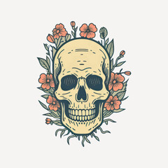 Fototapeta premium Skull floral tattoo design art