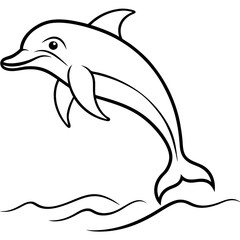 Obraz premium Dolphin leaping out of the water, with clean, smooth curves vector