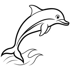 Dolphin leaping out of the water, with clean, smooth curves vector