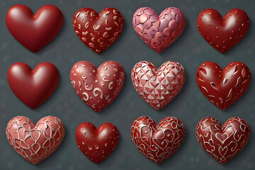 Fototapeta premium 3d hearts png cut out set