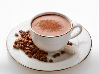 Obraz premium Hot chocolate cafe mocha with coffee beans