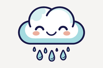Cute smiling cloud with raindrops