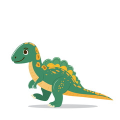 Naklejka premium Cute cartoon dinosaur illustration, ideal for children's decor, playful designs, and kids' products