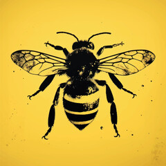 Detailed bee illustration on yellow
