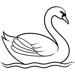 Graceful swan with long, flowing neck and wings in a serene lake setting vector