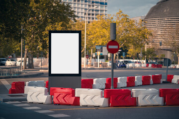 Urban street scene with modern architecture in Madrid