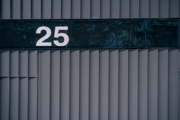 Modern facade detail of building number 25 in AZCA, Madrid