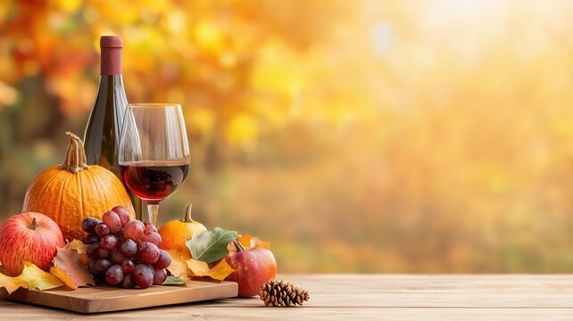 Thanksgiving family gathering under golden fall foliage, outdoor celebration, autumn vibes