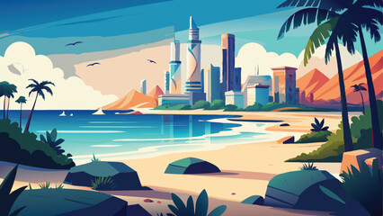 Obraz premium beach-sea-city-landscape-design