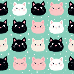 Cute cat faces pattern