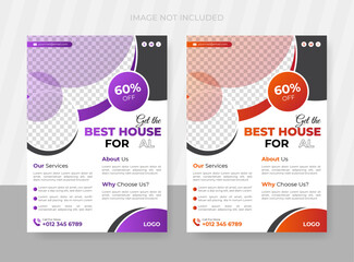 Modern real estate company promotional flyer template design or brochure cover