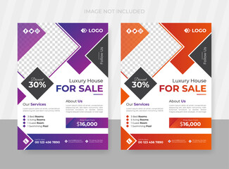 Modern real estate company promotional flyer template design or brochure cover