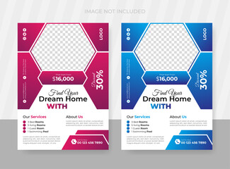 Modern real estate company promotional flyer template design or brochure cover