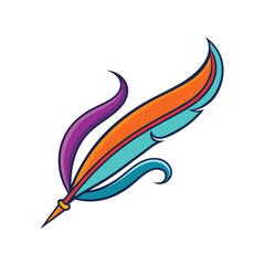 Colorful Quill Pen Logo Vector for Design