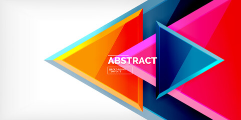 Abstract background - colorful triangles with 3d effect. Vector Illustration For Wallpaper, Banner, Background, Card, Book Illustration, landing page