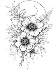 simple line drawing for a adult in a coloring book 