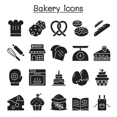 Bakery icons set in glyph style