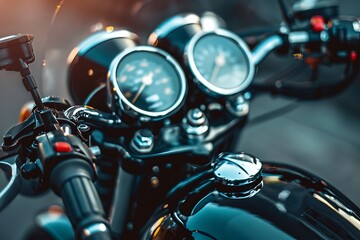 Modern and stylish motorcycle dashboard, Close up