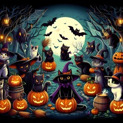 halloween background with pumpkins