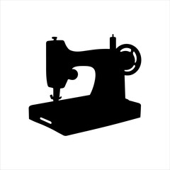 Vintage sewing machine silhouette vector illustration design on white background.