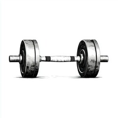 Naklejka premium Dumbbell with wrist straps, professional gym gear, detailed line art illustration, monochrome, isolated on white background