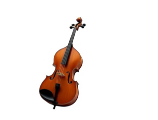 Professional Wooden Violin Isolated on White Background, Classical String Instrument for Orchestra Performance, transparent background cutout, PNG file