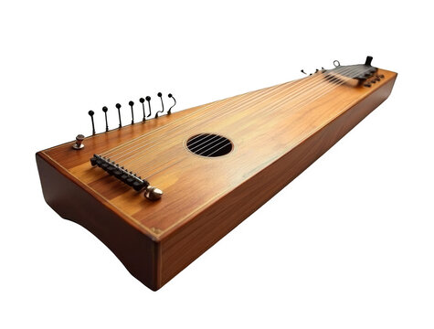 Ancient Wooden Psaltery Stringed Instrument Isolated on Transparent Background Cutout, PNG File