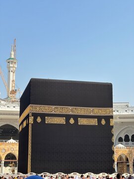 Mecca, Saudi Arabia - August 09, 2024 - Photo of the Kaaba a building in the center of the holiest mosque in Islam, Masjidilharam, in Makkah, Saudi Arabia.
