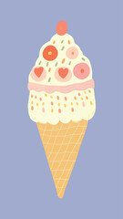 Colorful whimsical ice cream illustration