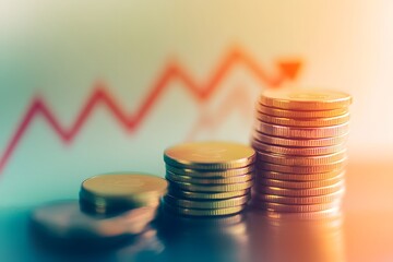 A symbolic representation of growth using coins, illustrating financial prosperity and stability.