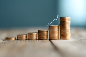 A symbolic representation of growth using coins, illustrating financial prosperity and stability.