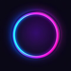 Fototapeta premium Abstract glowing neon circle with a blue and purple color scheme on a dark background.