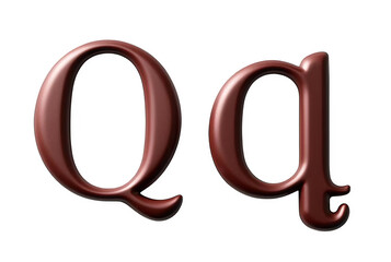 Metallic Red Letter Q Uppercase and Lowercase, 3D Typography Transparent Background Cutout, PNG File