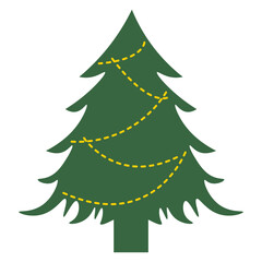 Christmas Tree Illustration with Flat Cartoon Design. Isolated Vector.