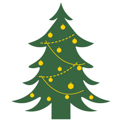 Christmas Tree Illustration with Flat Cartoon Design. Isolated Vector.