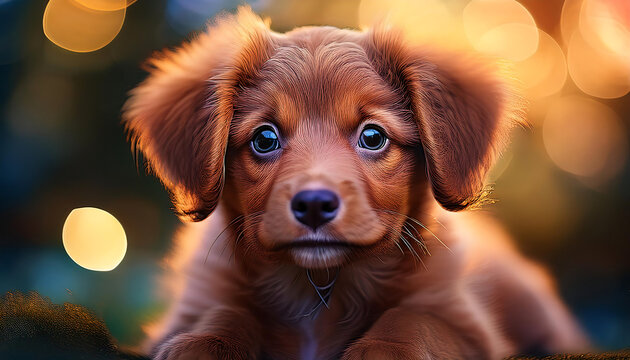  Portrait of a brown puppy, with a soft bokeh background, capturing the cuteness of the _1(804)