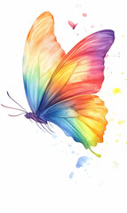 Fototapeta premium A vibrant, colorful butterfly with rainbow hues, symbolizing beauty and transformation in nature.