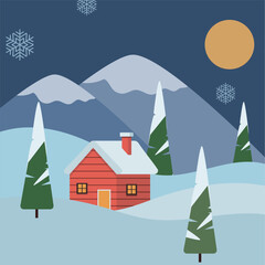 Winter illustration square size