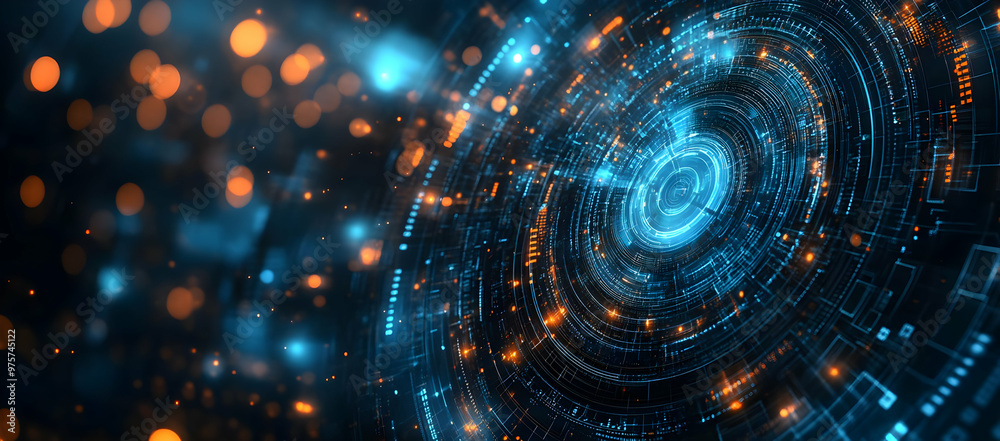 Wall mural futuristic digital design with glowing particles and abstract patterns, perfect for technology and i