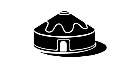 Yurt emblem, black isolated silhouette