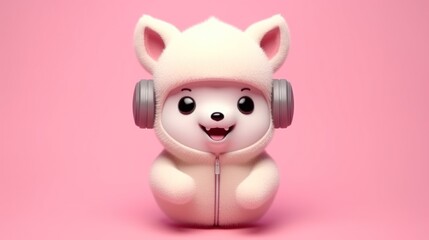 Cute Dog Wearing Headphones